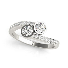 Load image into Gallery viewer, 14k White Gold Round Bezel Setting Two Stone Diamond Ring (5/8 cttw)

