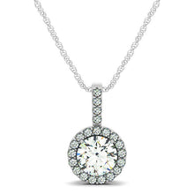 Load image into Gallery viewer, 14k White Gold Diamond Halo Round Style Pendant (5/8 cttw)
