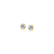 Load image into Gallery viewer, 14k Yellow Gold Stud Earrings with Faceted White Cubic Zirconia
