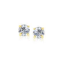 Load image into Gallery viewer, 14k Yellow Gold Stud Earrings with White Hue Faceted Cubic Zirconia
