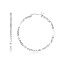 Load image into Gallery viewer, Sterling Silver Round Hoop Earrings with Beaded Texture
