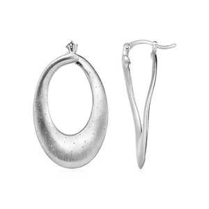 Textured Front to Back Open Oval Earrings in Sterling Silver