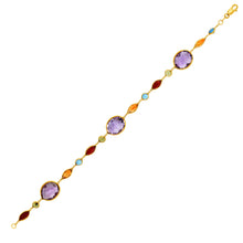 Load image into Gallery viewer, 14k Yellow Gold Bracelet with Multi-Colored Stones
