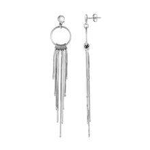 Load image into Gallery viewer, Earrings with Circles and Wire Tassels in Sterling Silver
