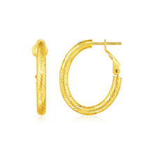 Load image into Gallery viewer, 14k Yellow Gold Petite Textured Oval Hoop Earrings
