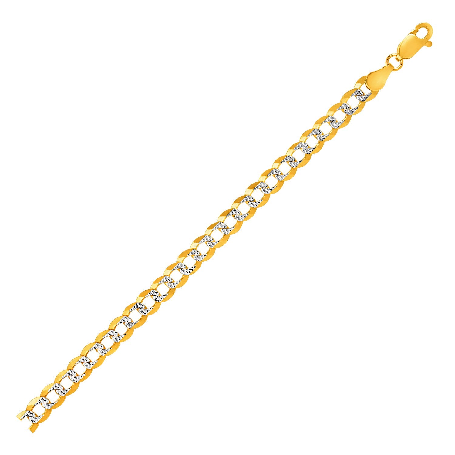 5.7mm 14k Two Tone Gold Pave Curb Chain