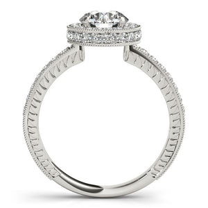 14k White Gold Milgrain Border Diamond Pave Engagement Ring (1 1/2 cttw)
