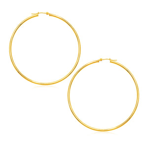 14k Yellow Gold Polished Large Round Hoop Earrings