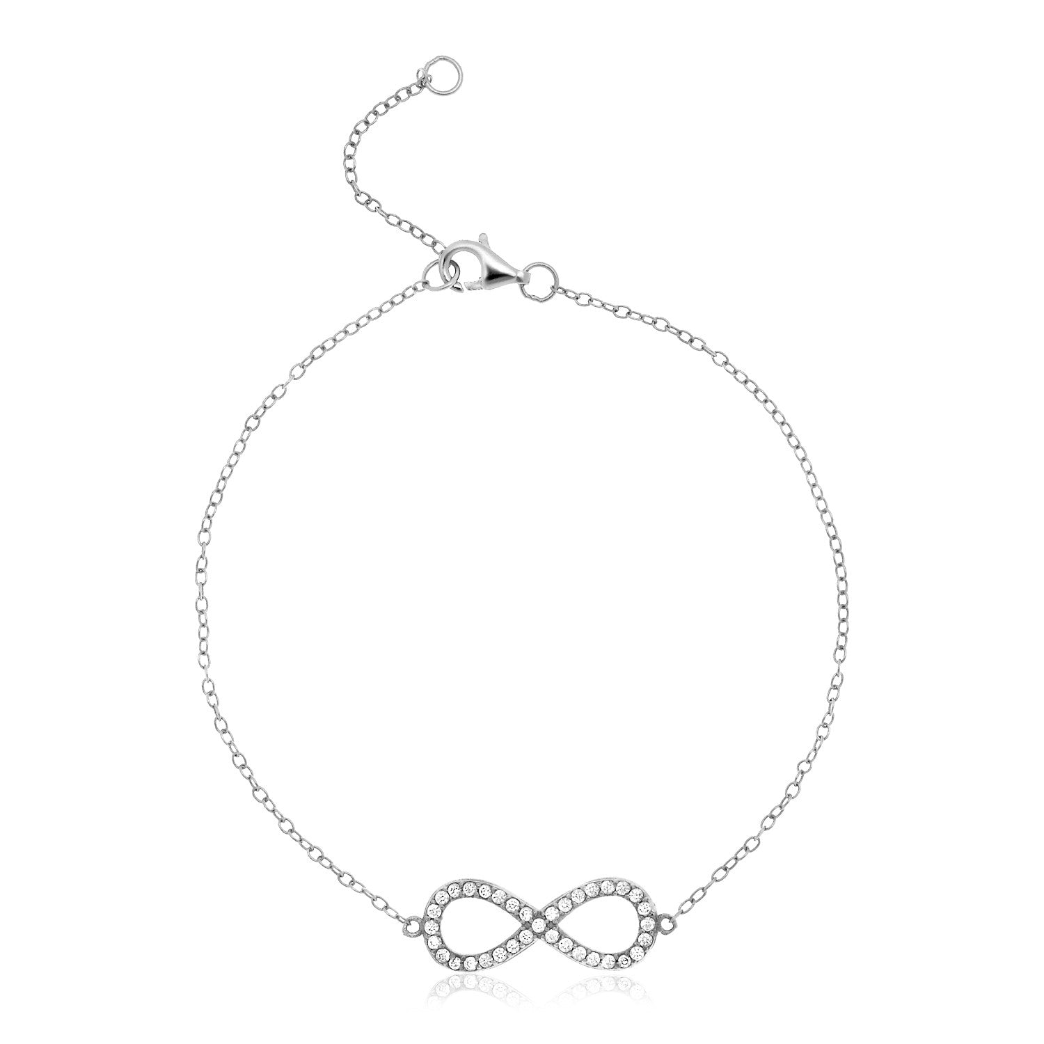 Sterling Silver Infinity Symbol Bracelet with Cubic Zirconias