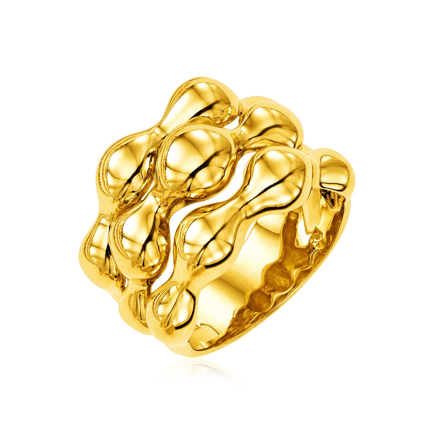 14k Yellow Gold Polished Bubble Shaped Ring