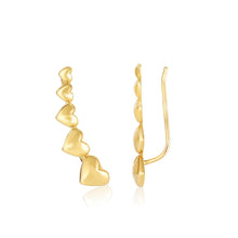 Load image into Gallery viewer, 14k Yellow Gold Graduated Heart Climber Style Stud Earrings
