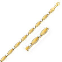 Load image into Gallery viewer, 14k Two-Tone Gold Textured Curved Bar Link Bracelet
