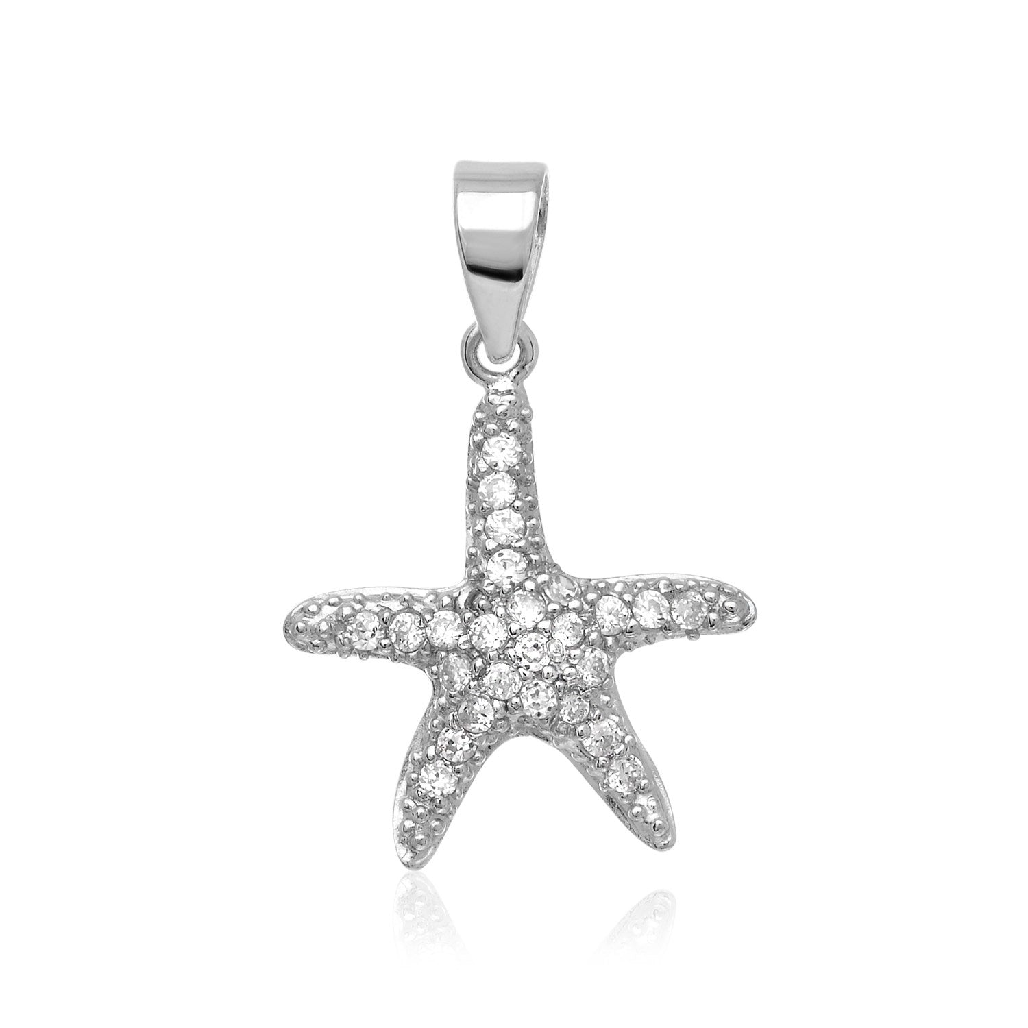 Sterling Silver Petite Starfish Pendant with Cubic Zirconias