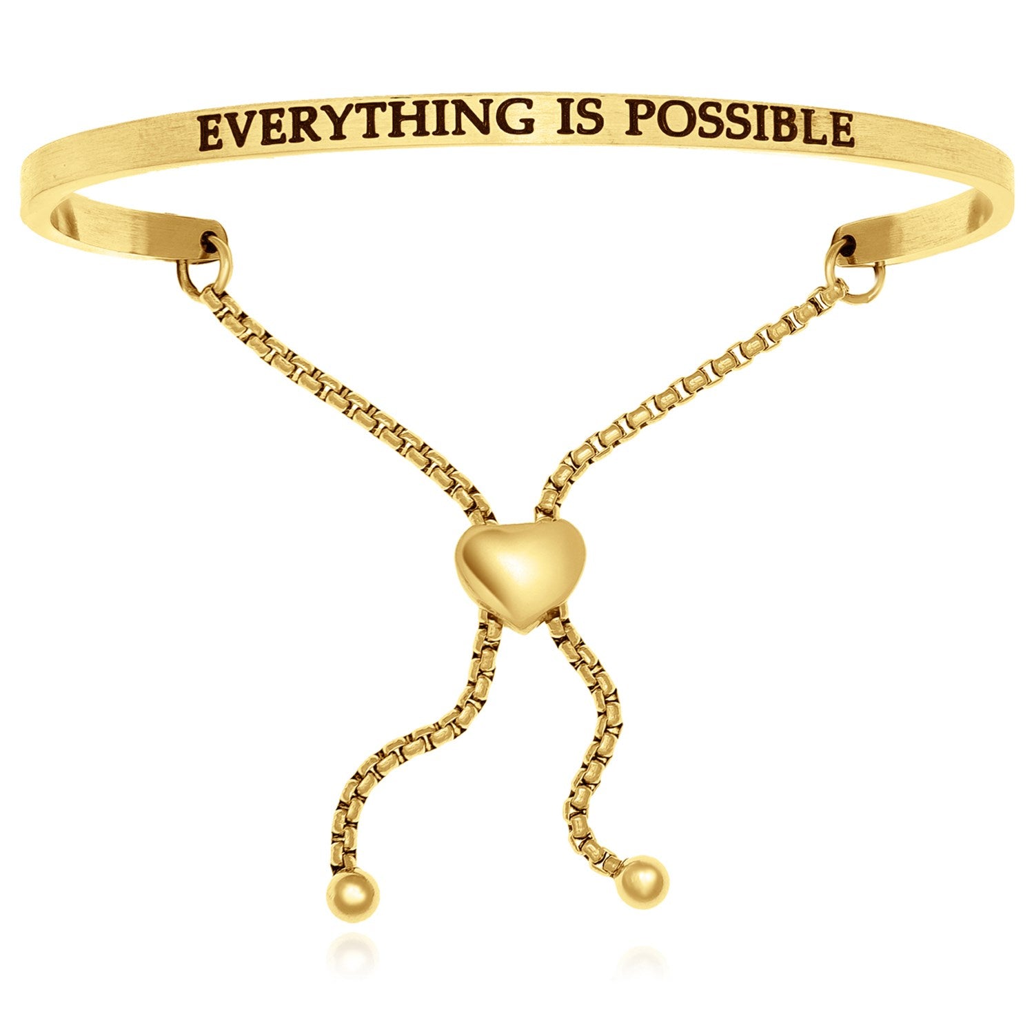 Yellow Stainless Steel Everything Is Possible Adjustable Bracelet