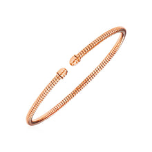 Load image into Gallery viewer, 14k Rose Gold Narrow Cable Textured Bangle
