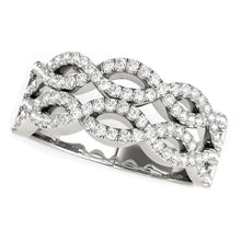 Load image into Gallery viewer, Diamond Studded Double Interlocking Waves Ring in 14k White Gold  (5/8 cttw)
