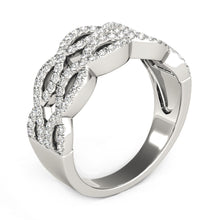 Load image into Gallery viewer, Diamond Studded Double Interlocking Waves Ring in 14k White Gold  (5/8 cttw)
