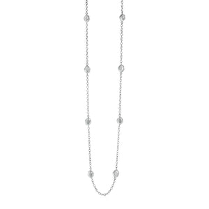 Station Necklace with Textured Beads in Sterling Silver