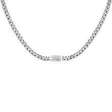 Load image into Gallery viewer, Sterling Silver Woven Necklace with White Sapphire Accents
