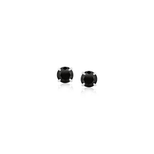 14k White Gold Stud Earrings with Black 4mm Cubic Zirconia