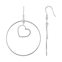 Load image into Gallery viewer, Earrings with Polished Circle and Heart Drops in Sterling Silver
