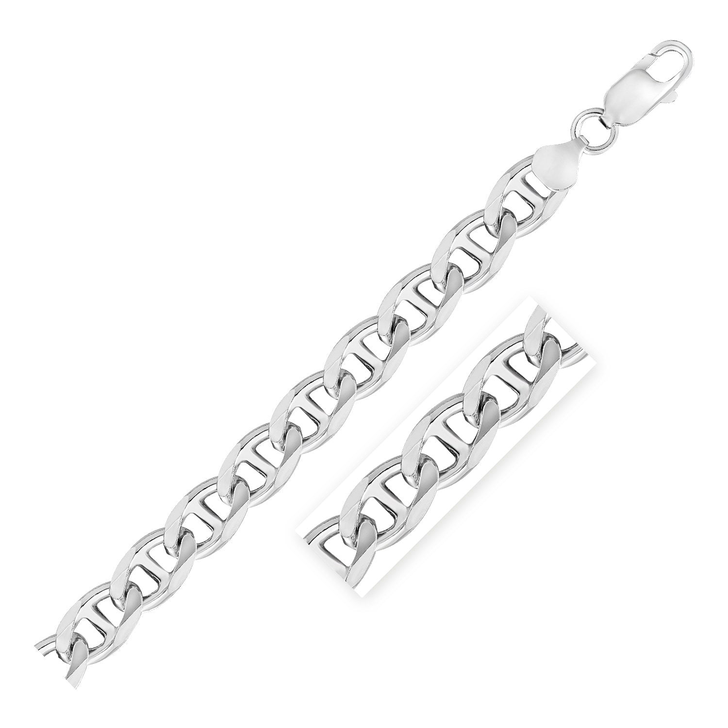 Sterling Silver Rhodium Plated Mariner Chain 8.0mm