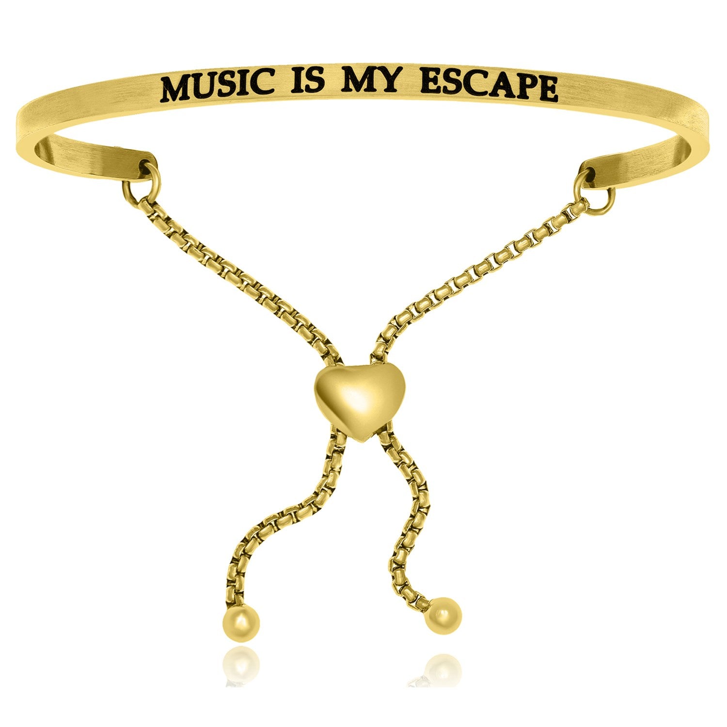 Yellow Stainless Steel Music Is My Escape Adjustable Bracelet