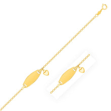 Load image into Gallery viewer, 14k Yellow Gold Heart Accented Children&#39;s Cable Chain ID Bracelet

