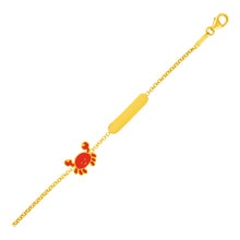 Load image into Gallery viewer, 14k Yellow Gold Childrens Bracelet with Bar and Enameled Crab
