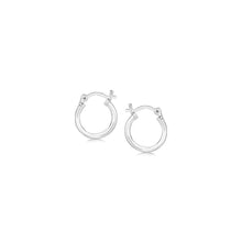 Load image into Gallery viewer, Sterling Silver Rhodium Plated Thin and Small Polished Hoop Earrings (10mm)
