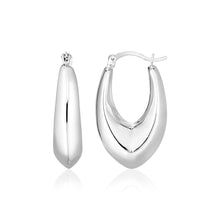 Load image into Gallery viewer, Sterling Silver Polished Pointed Puffed Hoop Earrings
