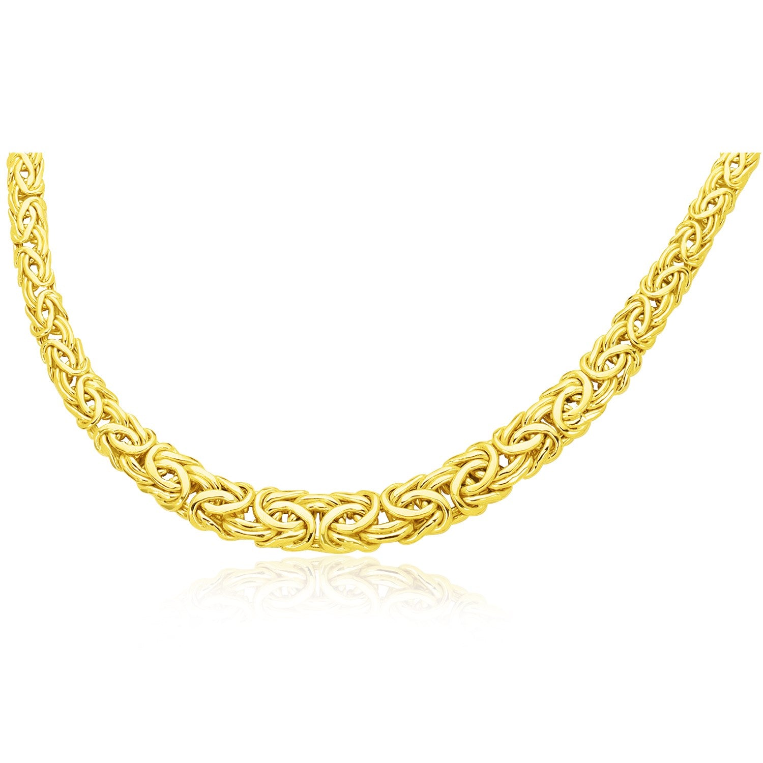 14k Yellow Gold Byzantine Chain Graduated Style Necklace