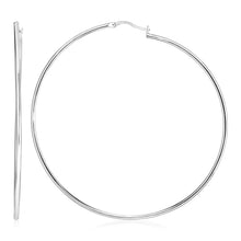 Load image into Gallery viewer, Sterling Silver Large Half Round Polished Hoop Earrings
