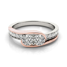Load image into Gallery viewer, Two Stone Diamond Ring in 14k White And Rose Gold (3/4 cttw)
