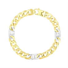 Load image into Gallery viewer, 14k Two-Tone Gold Men&#39;s Bracelet with Curb Design Chain
