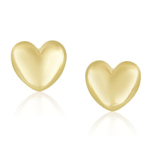 Load image into Gallery viewer, 14k Yellow Gold Puffed Heart Shape Shiny Earrings
