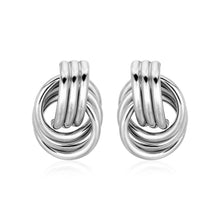 Load image into Gallery viewer, Polished Love Knot Earrings with Interlocking Rings in Sterling Silver
