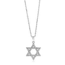 Load image into Gallery viewer, Sterling Silver Star of David Necklace with Cubic Zirconias
