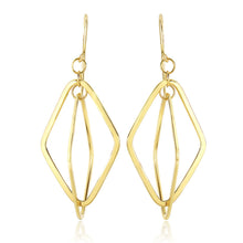 Load image into Gallery viewer, 14k Yellow Gold Flat Open Diamond Interlaced Style Drop Earrings
