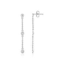 Load image into Gallery viewer, 14k White Gold Chain Dangle Earrings with Diamonds

