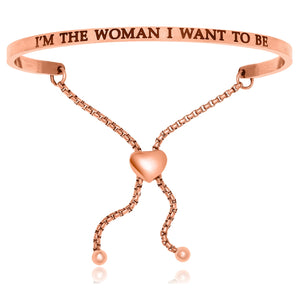 Pink Stainless Steel I'm The Woman I Want To Be Adjustable Bracelet