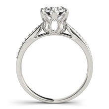 Load image into Gallery viewer, Six Prong 14k White Gold Diamond Engagement Ring with Pave Band (1 5/8 cttw)
