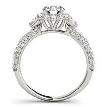 Load image into Gallery viewer, 14k White Gold Halo Round Diamond Engagement Pave Band Ring (2 cttw)
