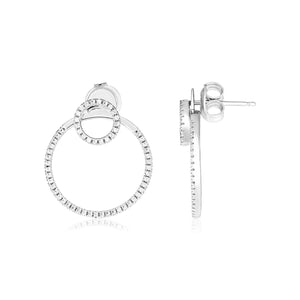 Sterling Silver Double Circle Earrings with Cubic Zirconias
