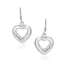 Load image into Gallery viewer, Sterling Silver Drop Earrings with a Puffed Open Heart Design
