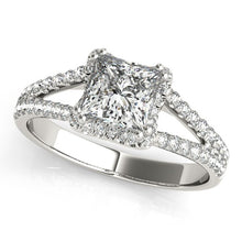 Load image into Gallery viewer, 14k White Gold Princes Cut Halo Split Shank Diamond Engagement Ring (2 cttw)
