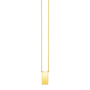 14k Yellow Gold Necklace with Polished Bar Pendant