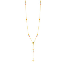 Load image into Gallery viewer, 14k Tri Color Gold Rosary Style Necklace
