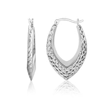 Load image into Gallery viewer, Sterling Silver Fancy Weave Style Texture Hoop Earrings
