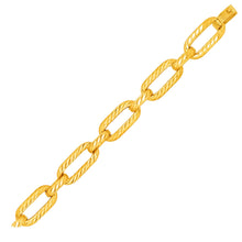 Load image into Gallery viewer, 14k Yellow Gold Textured Long Oval Link Bracelet
